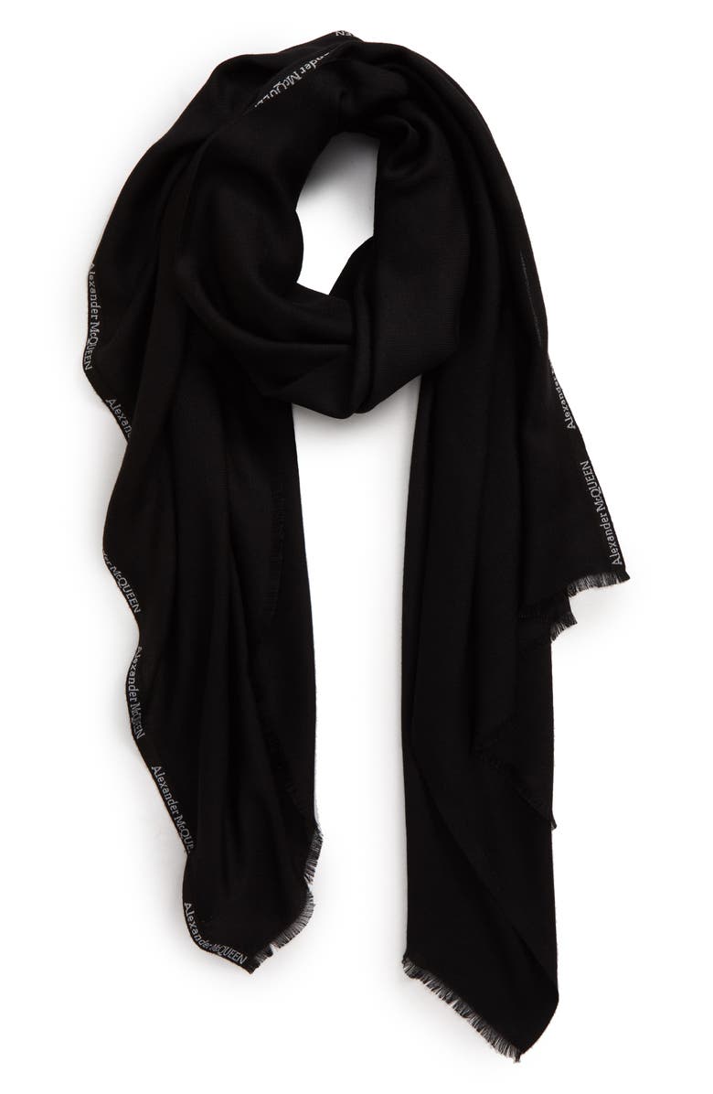 McQueen Alexander McQueen Selvedge Edge Cashmere & Silk Scarf, Alternate, color, 