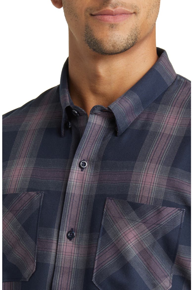 Cloud Plaid Flannel Button-Up Shirt, Alternate, color, TOTAL ECLIPSE/ FLINT