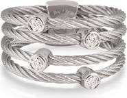 ALOR® 18K White Gold & Stainless Steel Diamond Twisted Cable Ring - 0.09 ctw.