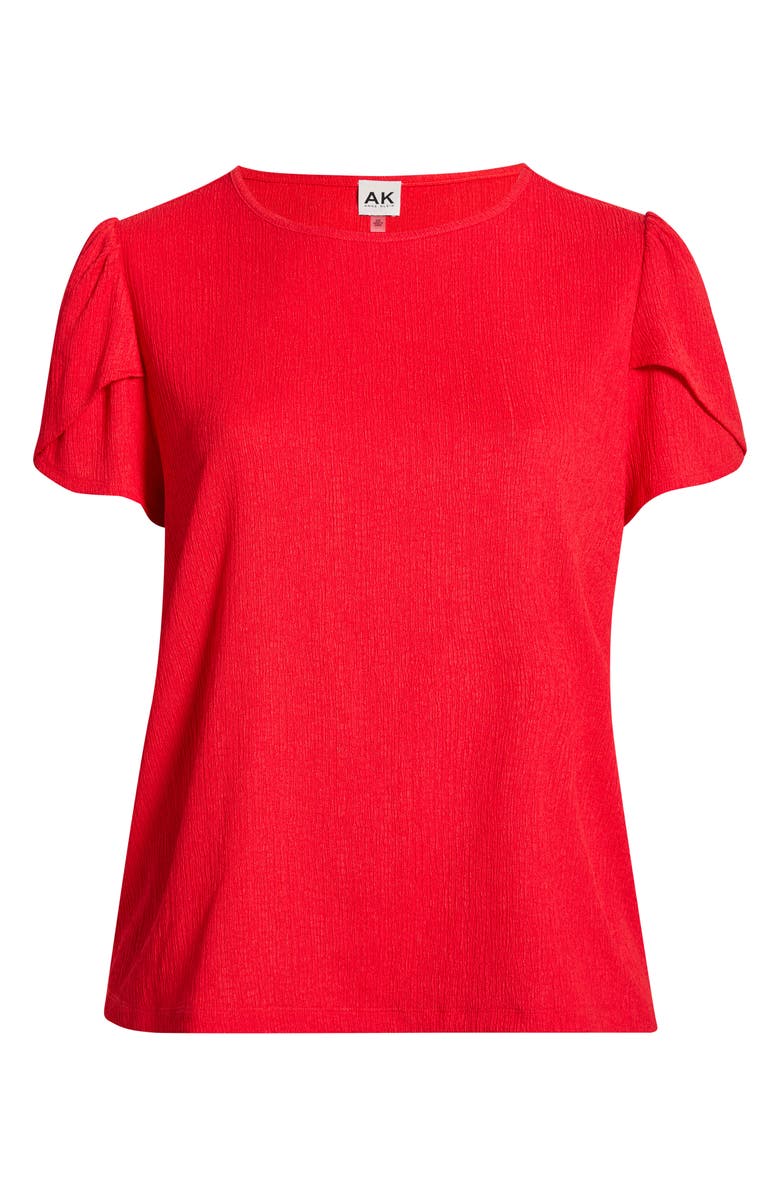 AK ANNE KLEIN Tulip Sleeve Pebbled Top, Alternate, color, Begonia Red