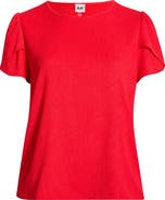 AK ANNE KLEIN Tulip Sleeve Pebbled Top