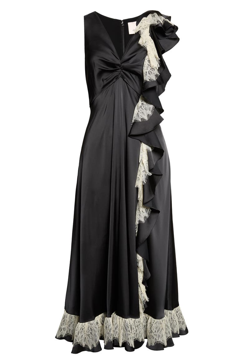 Esme Satin Midi Dress, Alternate, color, BLACK/GARDENIA