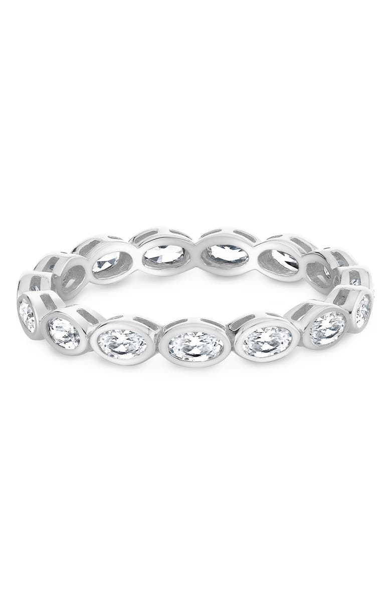Crislu Oval Cut Cubic Zirconia Eternity Band, Alternate, color, Pure Platinum / Clear Stone