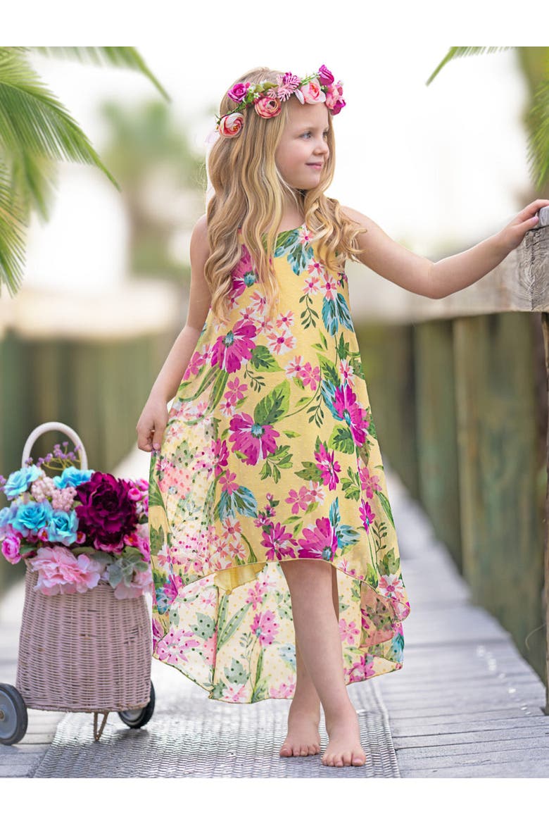 Girls Sunny Breeze Sleeveless Hi-Lo Dress, Alternate, color, Yellow