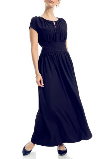 Max Studio Front Keyhole Maxi Dress In Blue