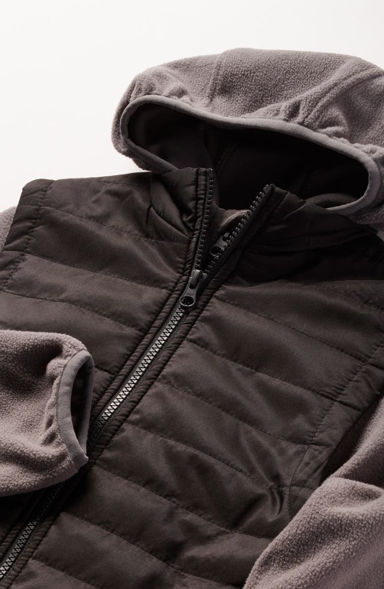 Nordstrom Kids' Convertible Quilted Vest & Zip Hoodie Set, Alternate, color, Black