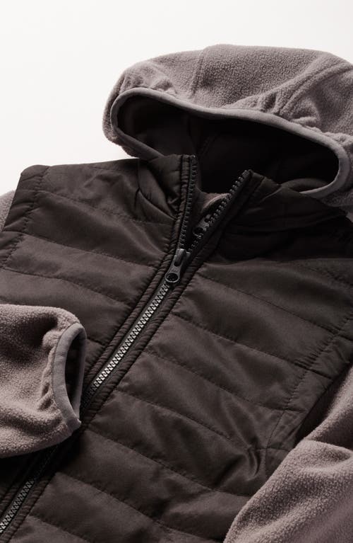 Nordstrom Kids' Convertible Quilted Vest & Zip Hoodie Set In Gray