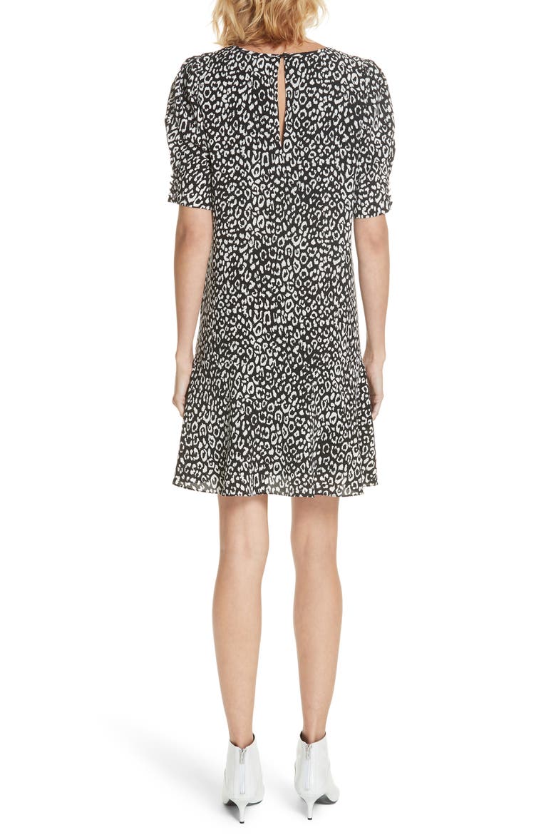 Angeni Leopard Print Puff Sleeve Dress, Alternate, color, CAVIAR