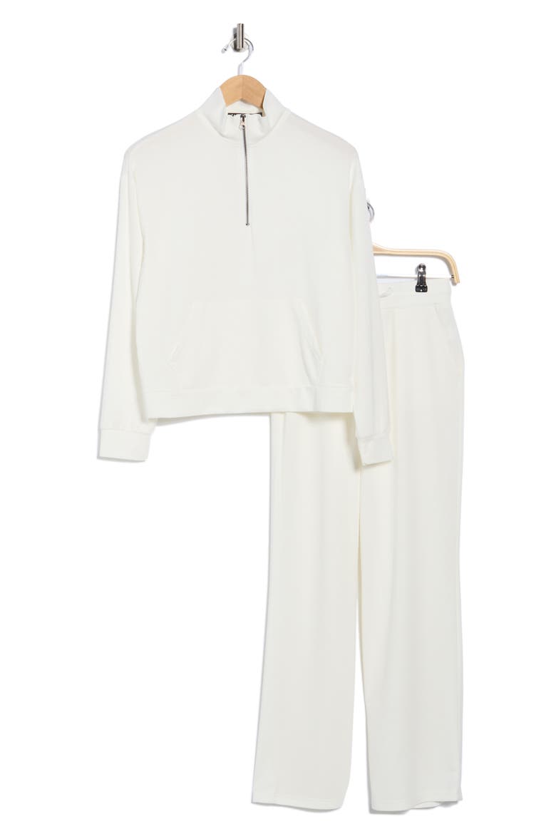 Paxe Scuba Knit Half Zip Pullover & Pants Lounge Set, Alternate, color, GARDENIA