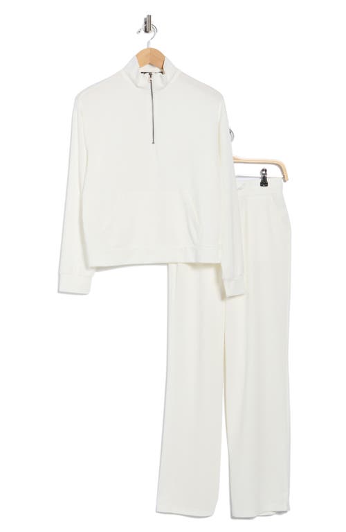 Tart Paxe Scuba Knit Half Zip Pullover & Pants Lounge Set In White