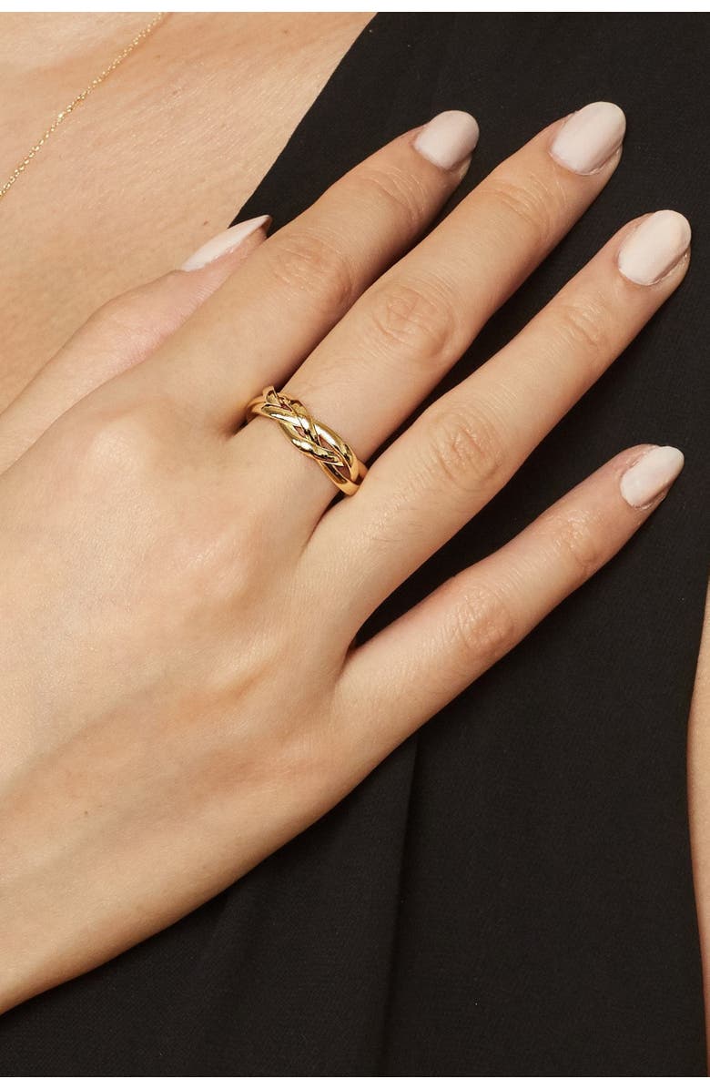 Oradina 14K Yellow Gold Amore Braided Ring, Alternate, color, Yellow Gold