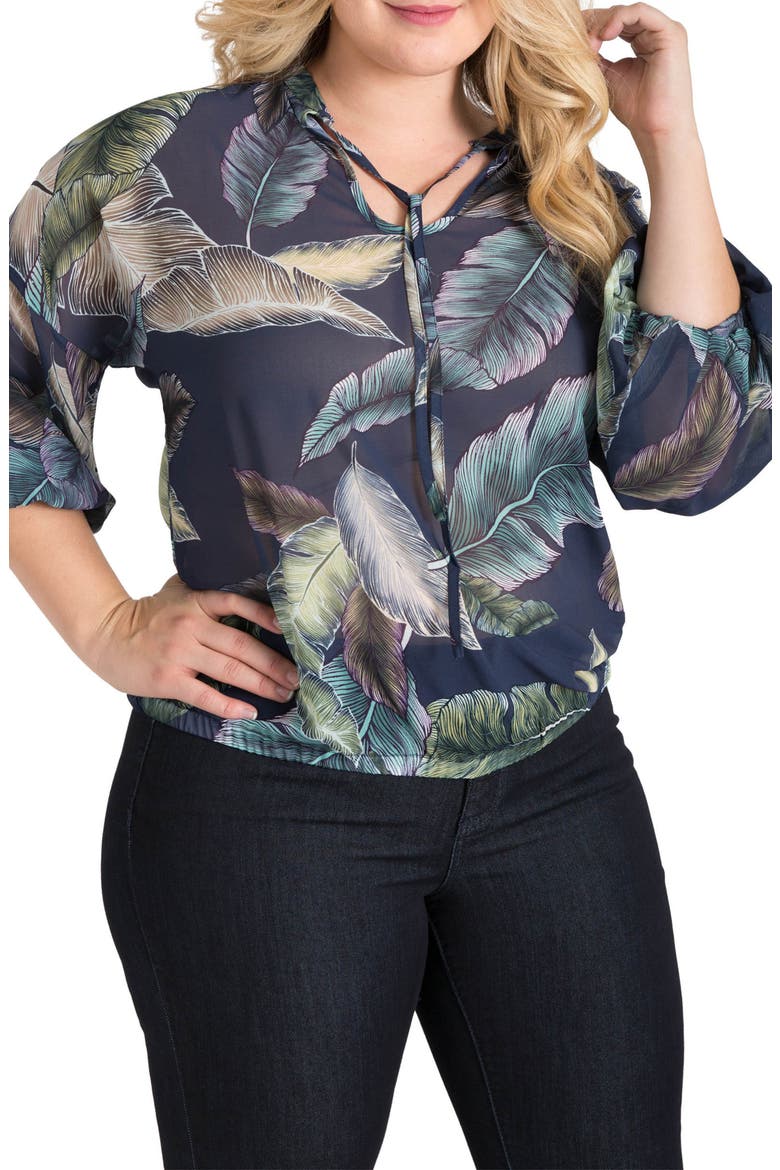 Lizzy Print Top, Main, color, LEAF PRINT