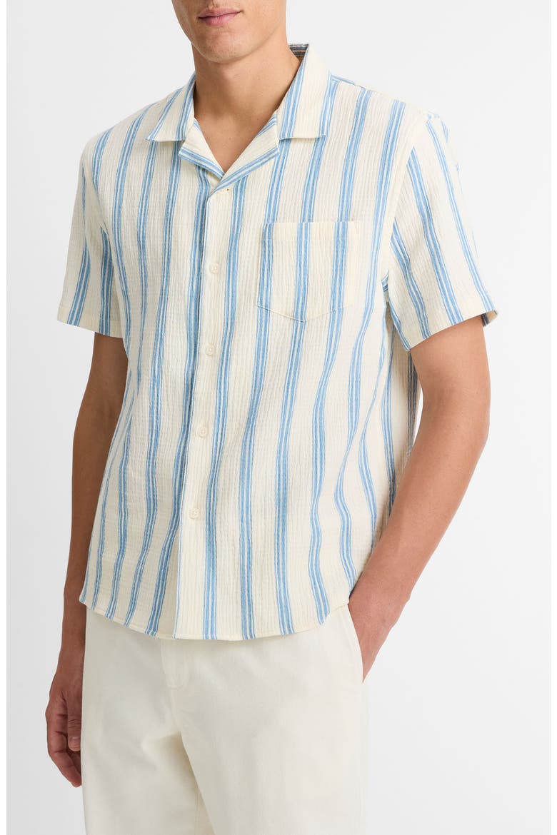 Cabana Stripe Stretch Cotton Camp Shirt, Alternate, color, BLANCO/CABO BLUE