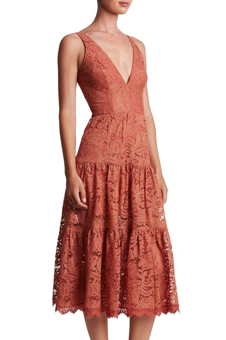 Madelyn Midi Dress, Alternate, color, AUBURN LACE