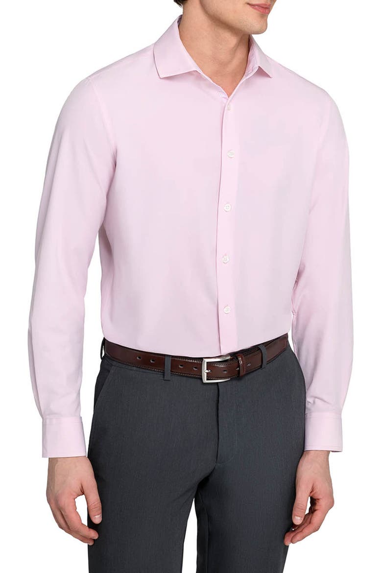 Slim Fit Solid Pink Performance Dress Shirt, Alternate, color, PINK