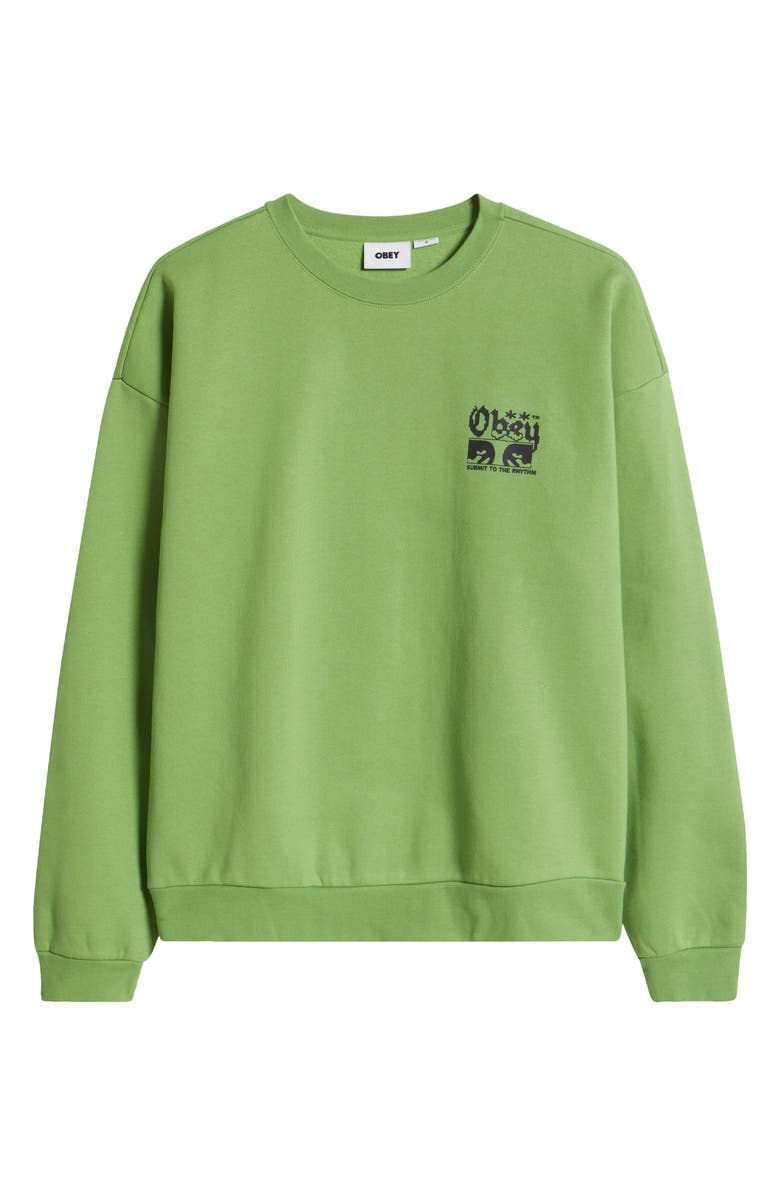 Obey Submit Extra Heavy Crewneck Graphic Sweatshirt, Alternate, color, Piquant Green