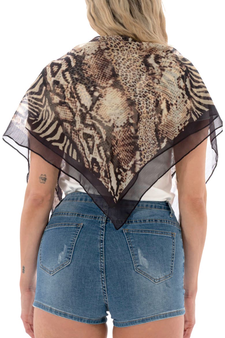 Animal Print Square Scarf, Alternate, color, BROWN