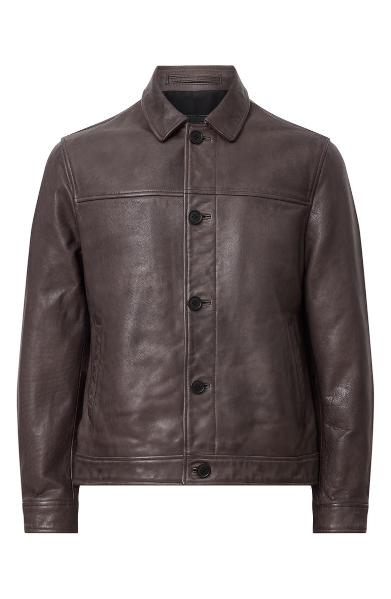AllSaints Nates Leather Jacket, Alternate, color, Trail Brown