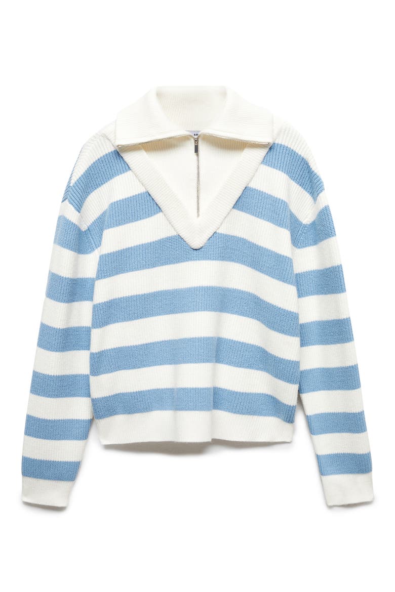 Stripe Rib Half Zip Sweater, Alternate, color, SKY BLUE