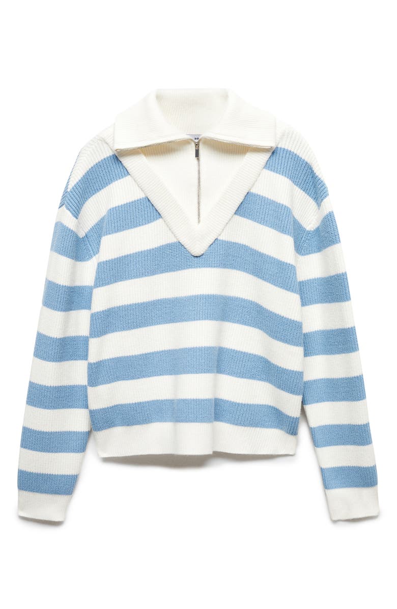 MANGO Stripe Rib Half Zip Sweater, Alternate, color, 