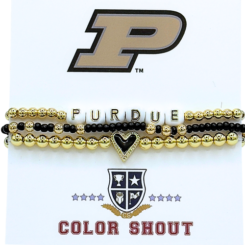 Color Shout Purdue Love My College Bracelet Stack In Gold