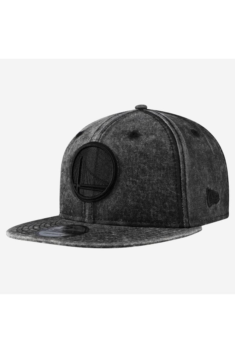 Men's New Era  Black Golden State Warriors Washed Tonal 9FIFTY Snapback Hat, Main, color, Black