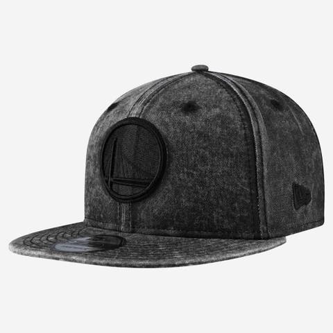 Men's New Era  Black Golden State Warriors Washed Tonal 9FIFTY Snapback Hat