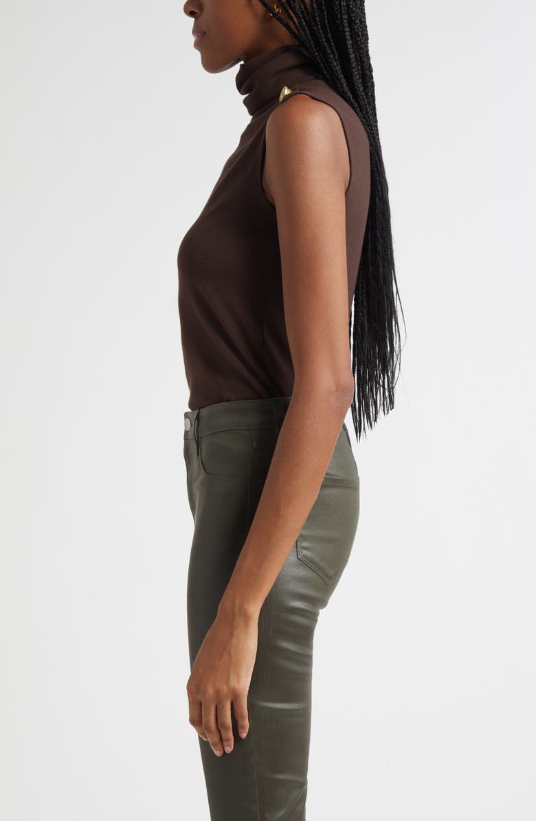 L'AGENCE Ceci Sleeveless Turtleneck Sweater, Alternate, color, Coffee Bean