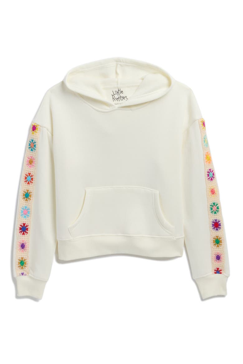 Kids' Crochet Trim Hoodie, Main, color, SWEET/ CORN