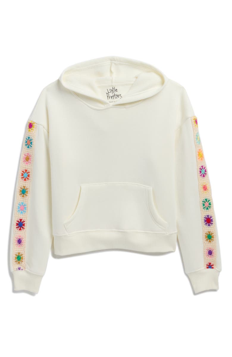 Miken Swim Kids' Crochet Trim Hoodie, Main, color, Sweet/ Corn