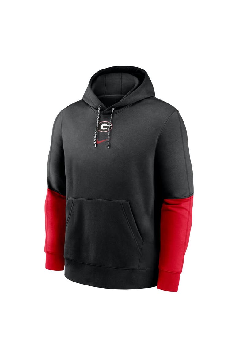 Men's Nike Black/Red Georgia Bulldogs 2024 Sideline Club Pullover Hoodie, Alternate, color, Black