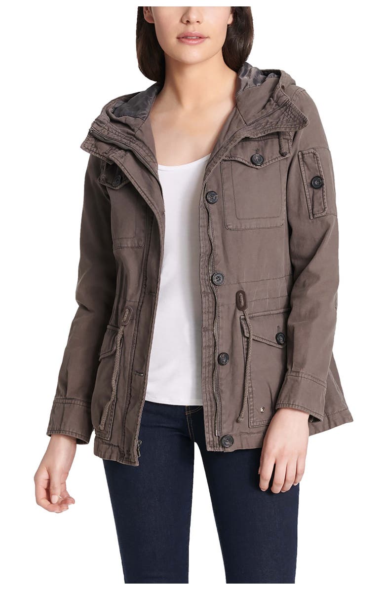 Levi's<sup>®</sup> Hooded Military Jacket, Main, color, Grey