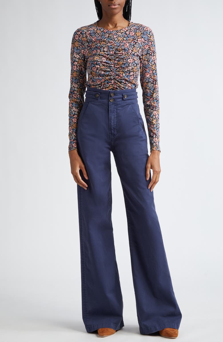Veronica Beard Maisel High Waist Wide Leg Pants, Main, color, Marine
