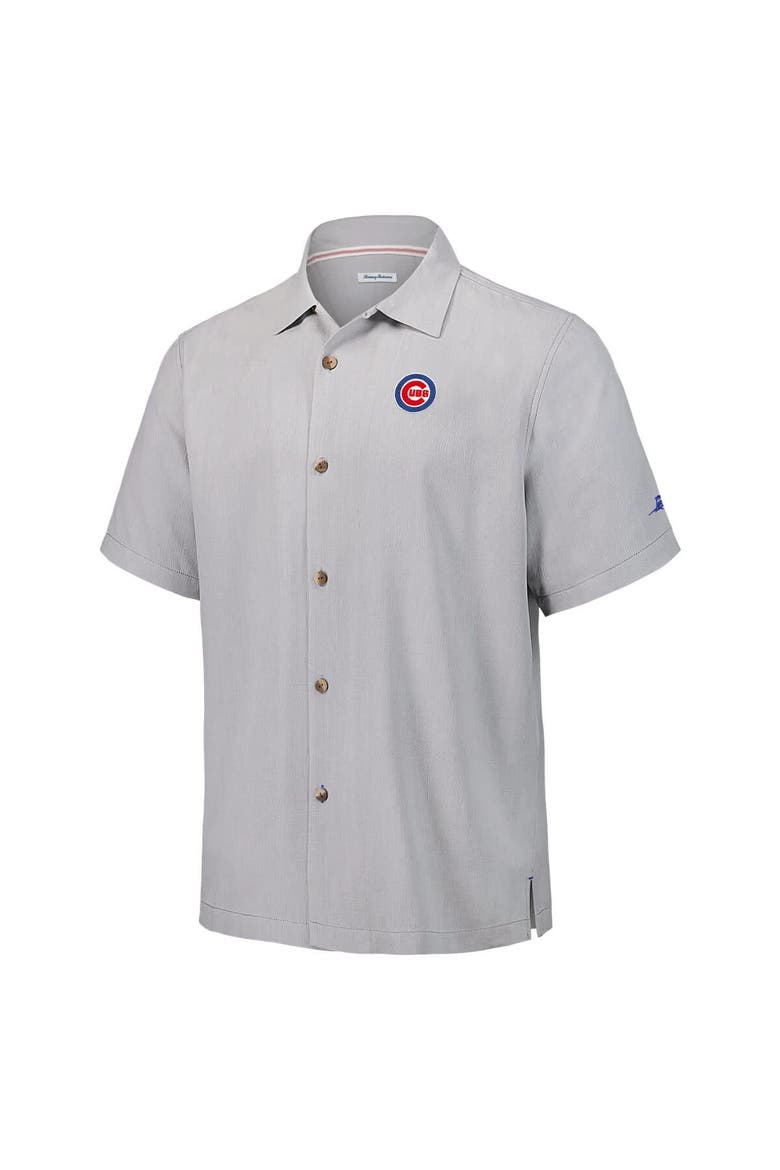 Men's Tommy Bahama Gray Chicago Cubs Hit and Run Silk Camp Button-Up Shirt, Alternate, color, Gray