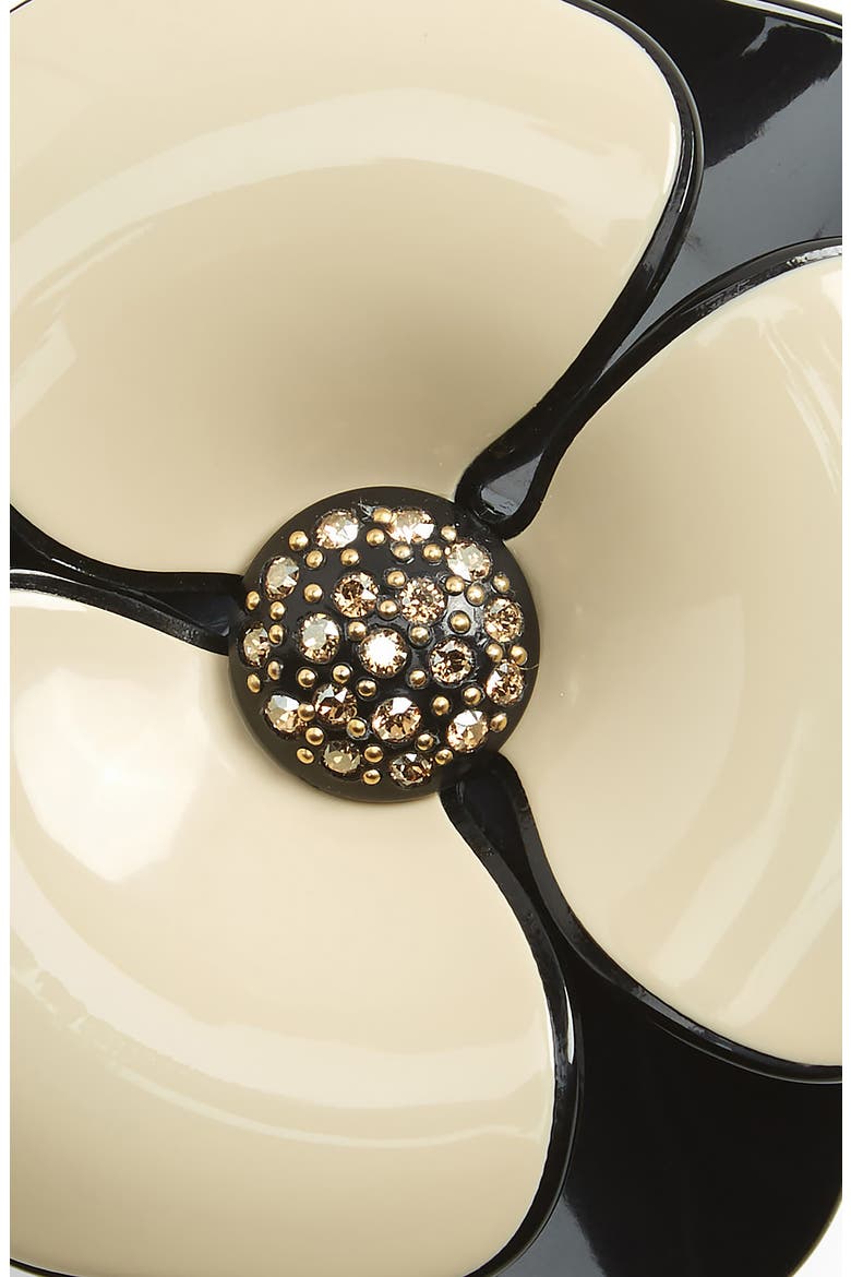 Camelia acetate barette, Alternate, color, BEIGE/ BLACK