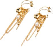 Classicharms Iris Freshwater Pearl and Cubic Zirconia Radiant Reverie Cascade Hoop Earrings