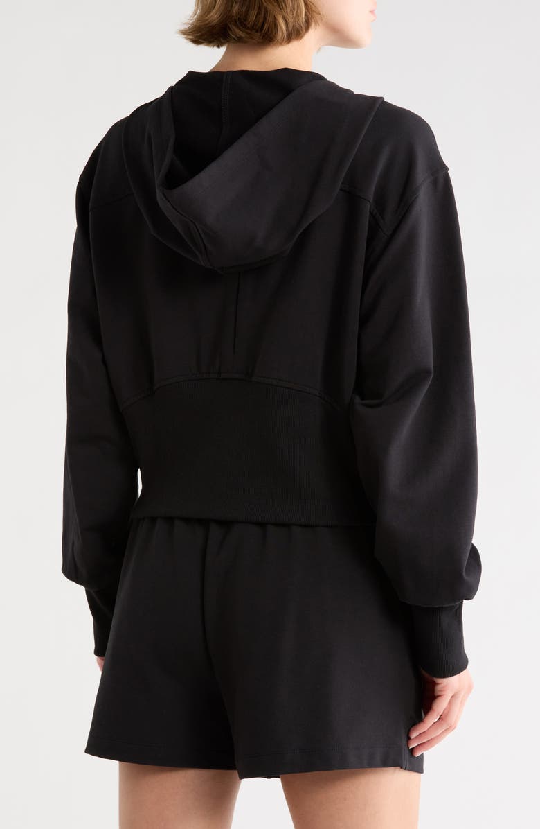 Z by Zella Relay French Terry Crop Full Zip Hoodie, Alternate, color, Black