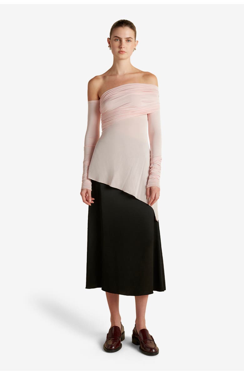 Marina Moscone Jersey One-Shoulder Draped Top, Alternate, color, Camellia