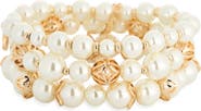 Anne Klein Caged Faux Pearl Triple Row Stretch Bracelet