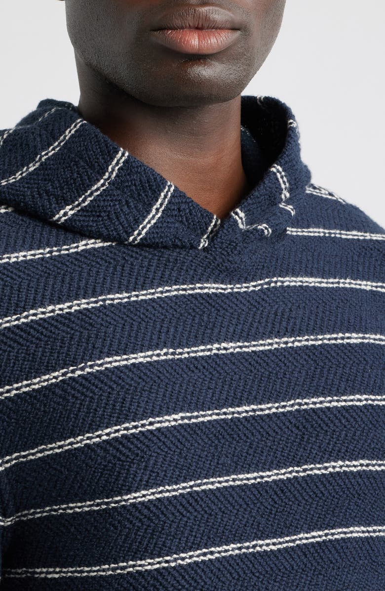 Faherty Whitewater Stripe Organic Cotton Blend Hoodie, Alternate, color, Navy Point Stripe