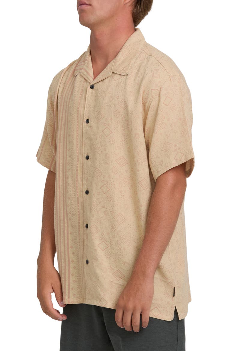 Garage Nashua Geo Pattern Cotton Camp Shirt, Alternate, color, OATMEAL