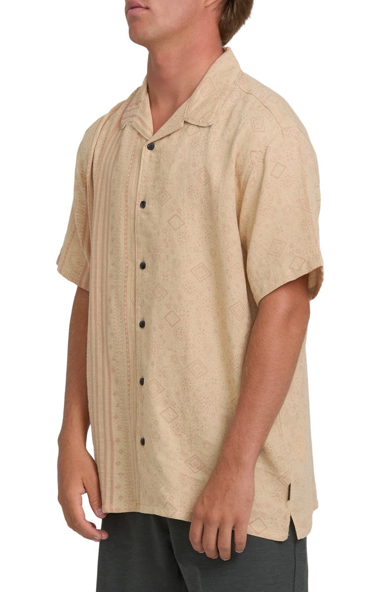 Billabong Garage Nashua Geo Pattern Cotton Camp Shirt, Alternate, color, Oatmeal