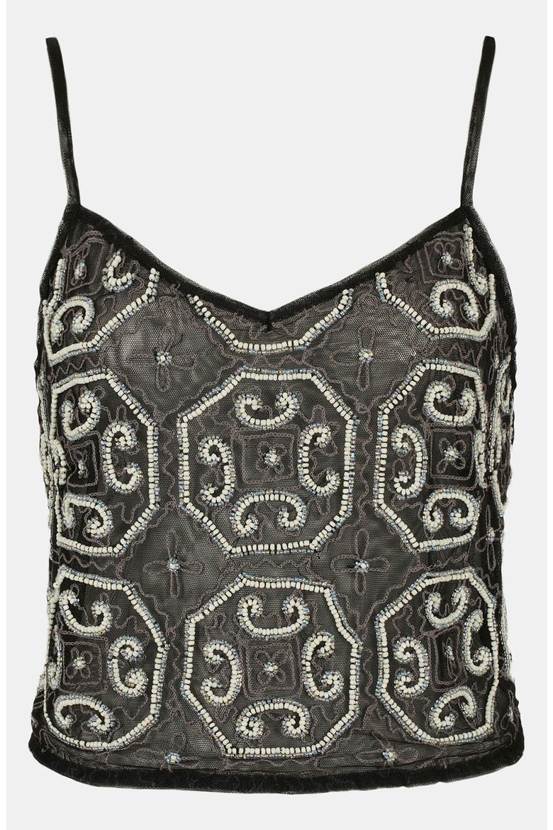 'Baroque' Embellished Camisole, Main, color, BLACK