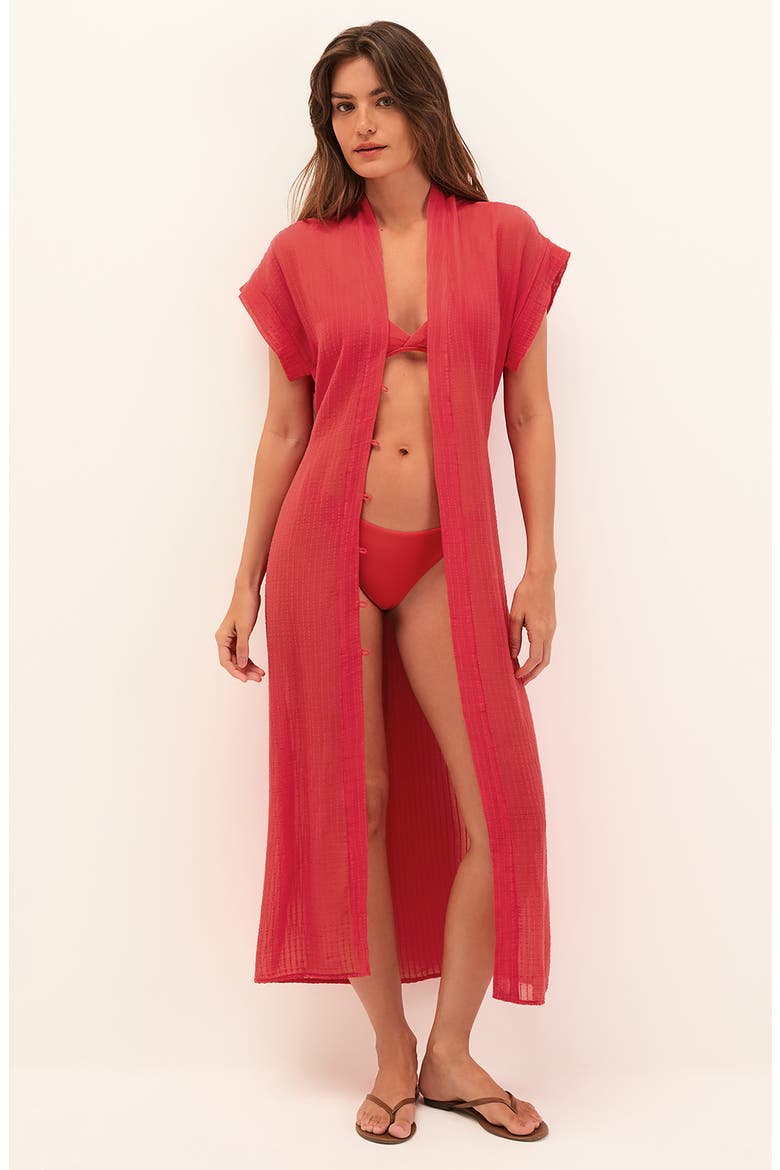 Fuji Cover-Up Midi Dress, Alternate, color, RED