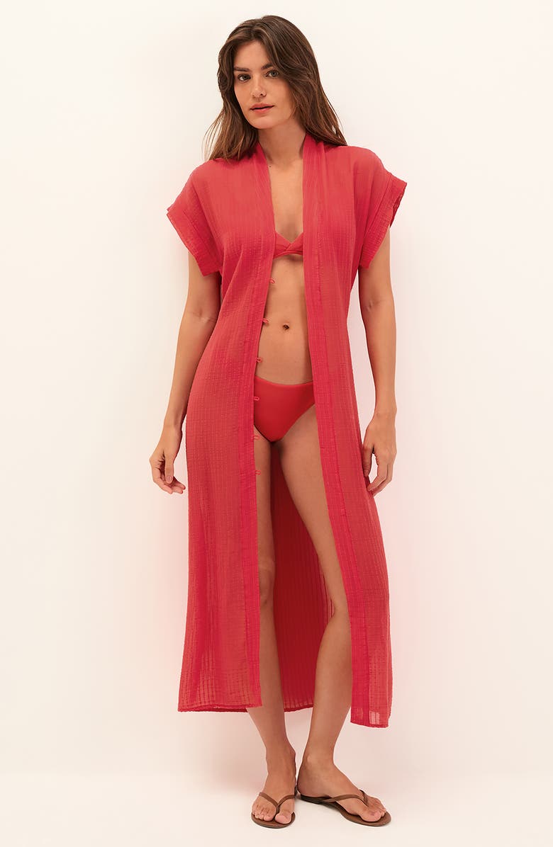 ViX Paula Hermanny Fuji Cover-Up Midi Dress, Alternate, color, Red