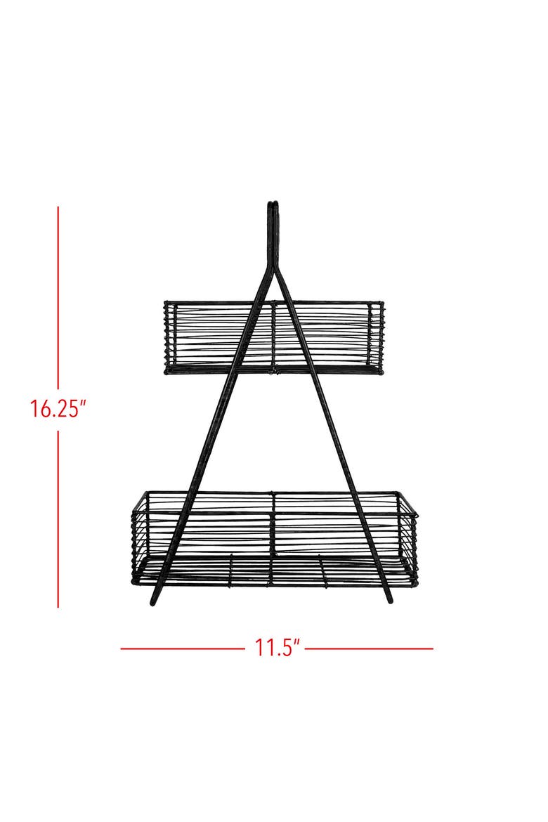 Two Tiered Baskets Black Metal, Alternate, color, Black