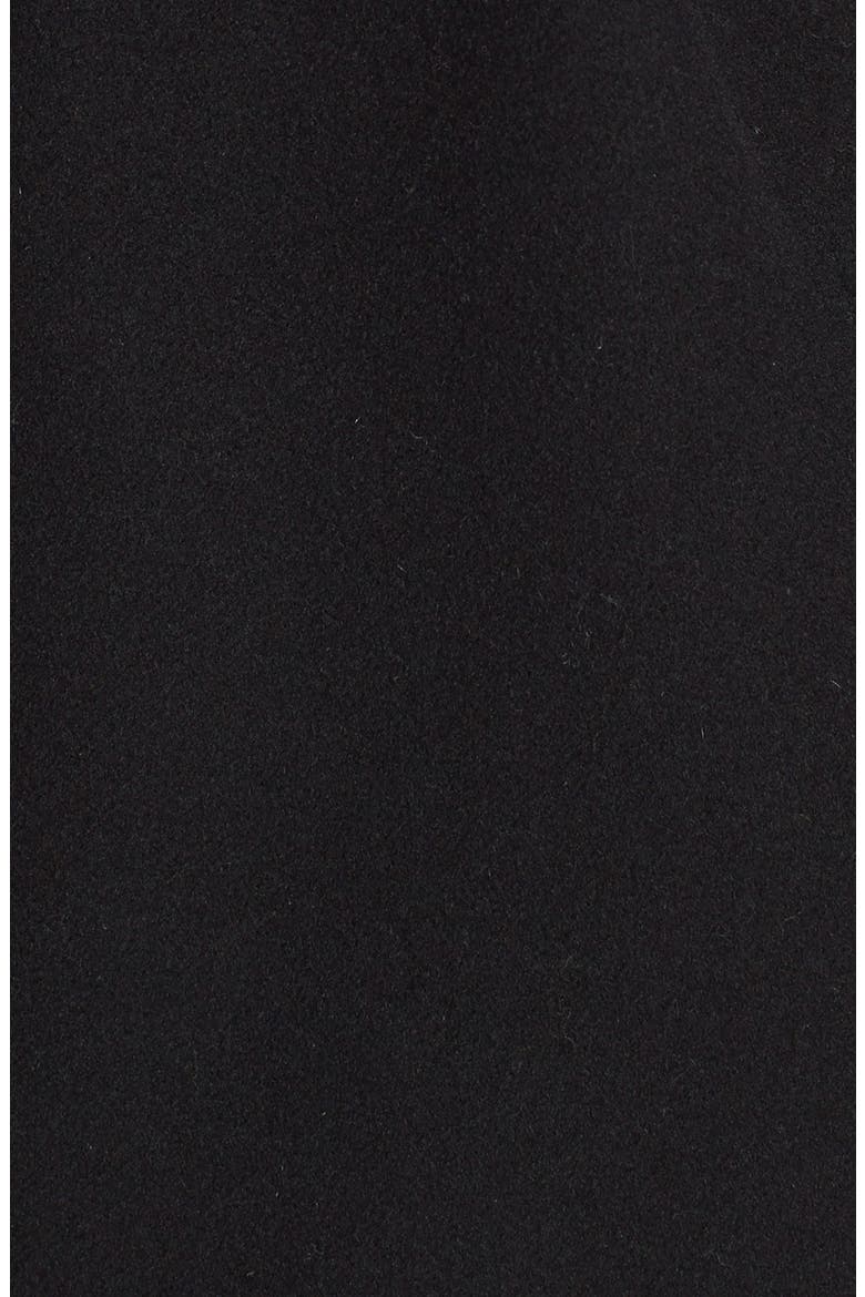 'Greece' Leather Sleeve Wool Coat, Alternate, color, BLACK