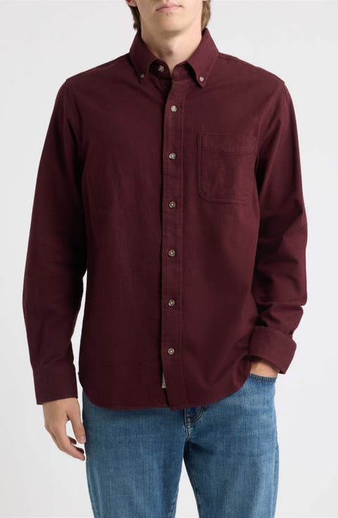 Heather Flannel Long Sleeve Button-Up Shirt