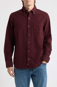 Schott NYC Heather Flannel Long Sleeve Button-Up Shirt