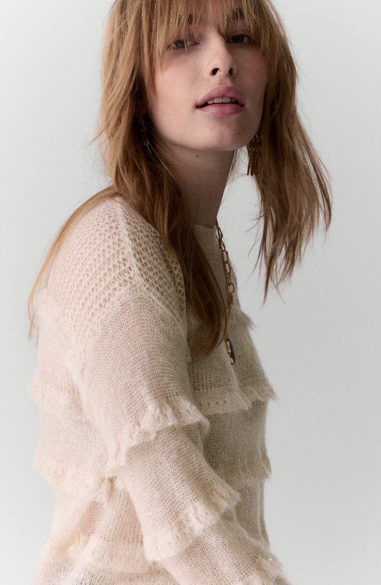 PER UNA BY M&S Sheer Ruffle Jumper, Alternate, color, Oyster Pink